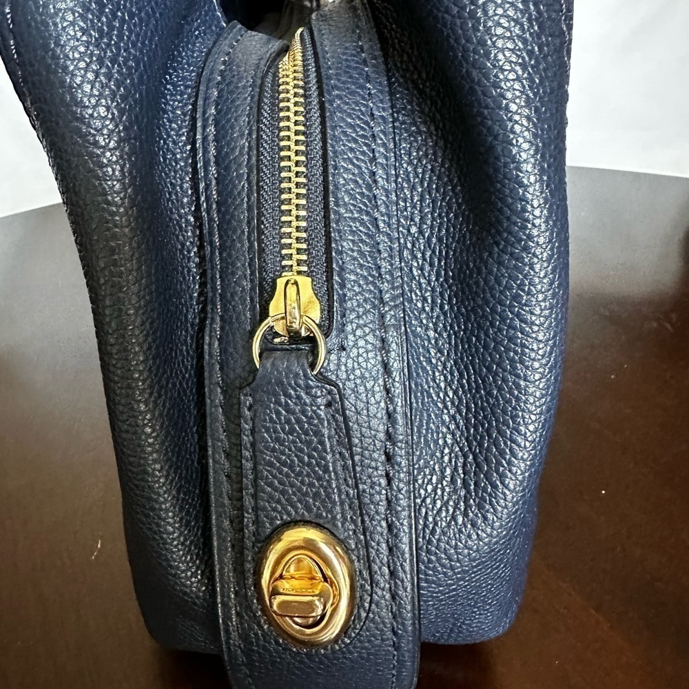 Coach Edie 3 Midnight/Milk Jacquard & Leather Shoulder Bag - Picture 4 of 7